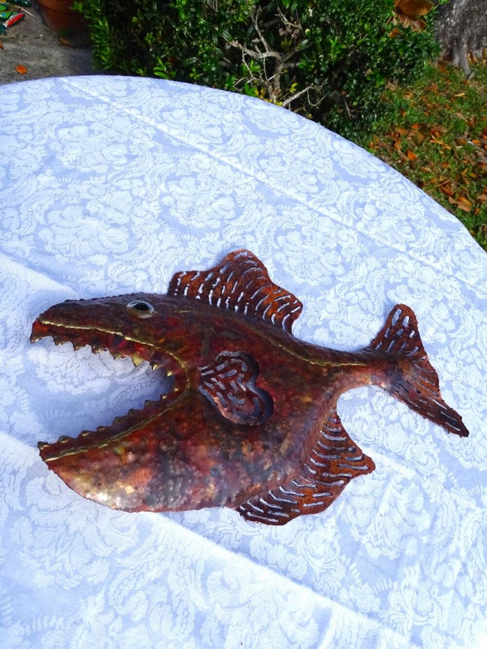 Piranha Copper Metal Wall Art 16"x 12" signed
